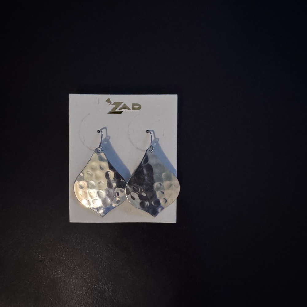 ZAD Hammered Silver Drop Earrings